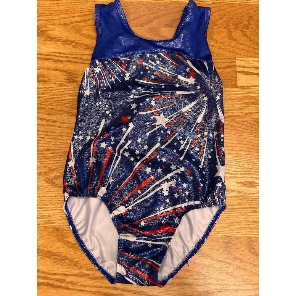 Pre-Owned Dance Gymnastics Leotard Large Child Pink Ombre Sparkle Acro Tumbling